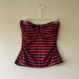 Women’s Michael Kors strapless blue and orange stripe swim top. Size Medium